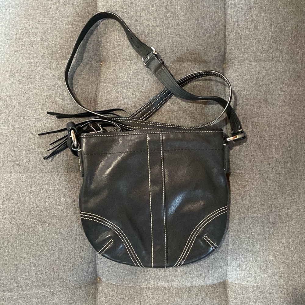 Small black leather Coach bag